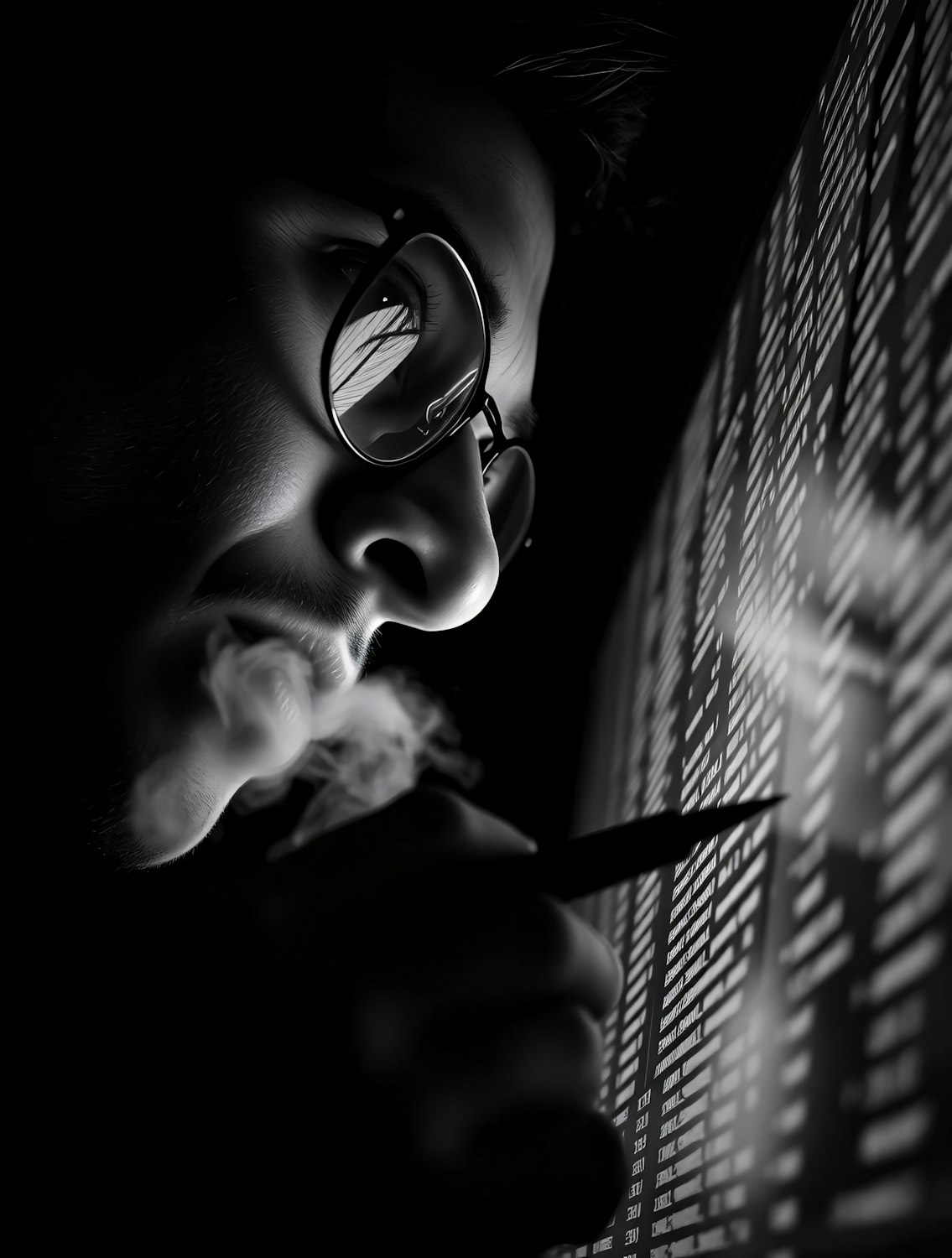 A person, representing an analyst, looking thoughtfully at data visualizations on a screen, with a subtle expression of skepticism or questioning, symbolizing critical thinking.