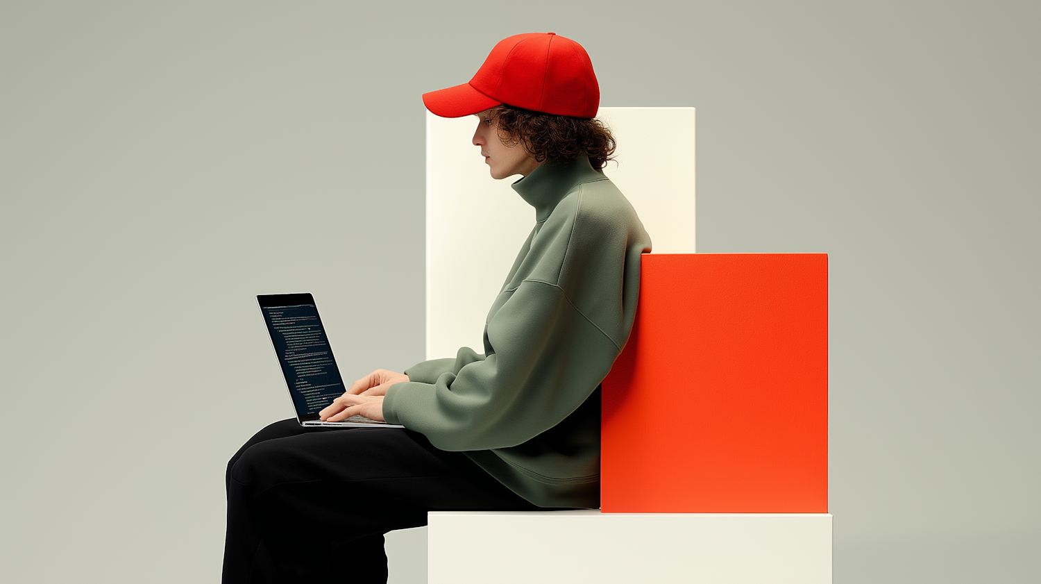A person coding on a laptop, symbolizing hands-on learning through open-source projects.