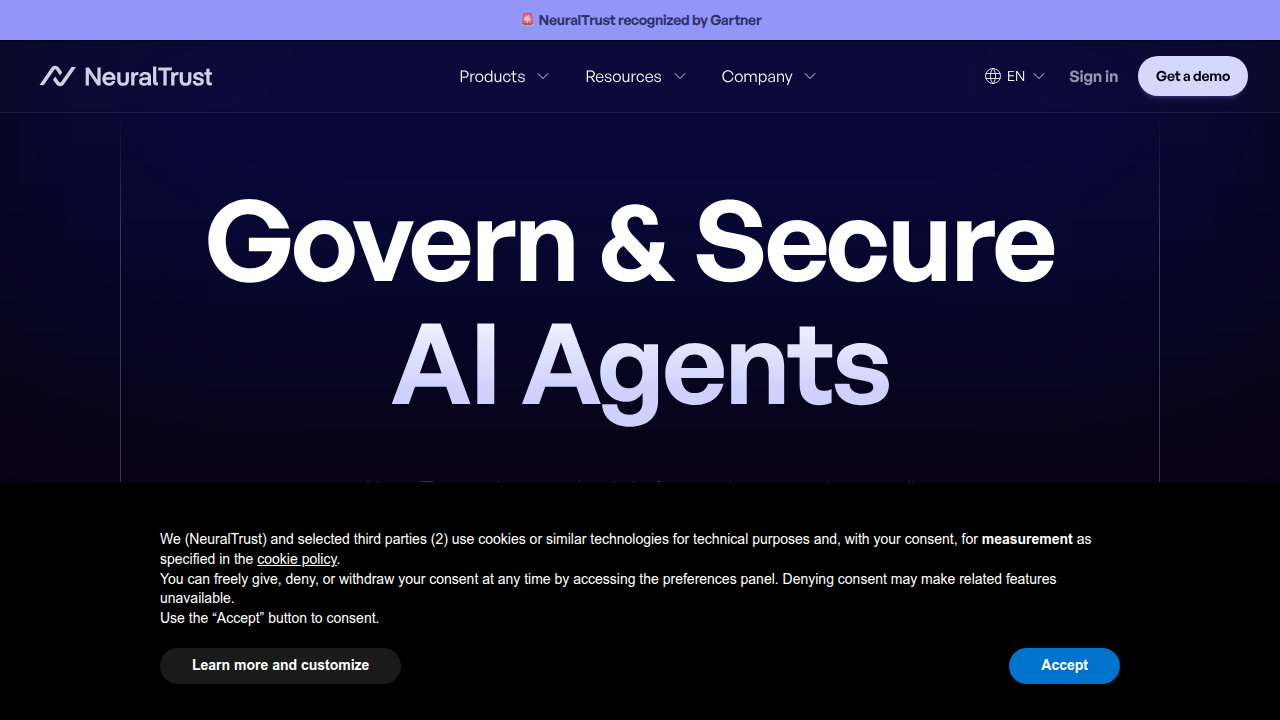 Screenshot of NeuralTrust's website, an organization providing AI compliance checklists and guidance.