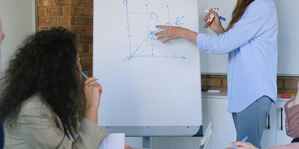 A team collaborating around a whiteboard, actively working through and identifying potential errors.