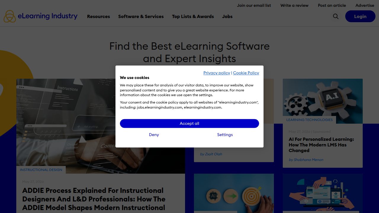 eLearning Industry's platform, a resource for trends and news in education technology, including AI startups.
