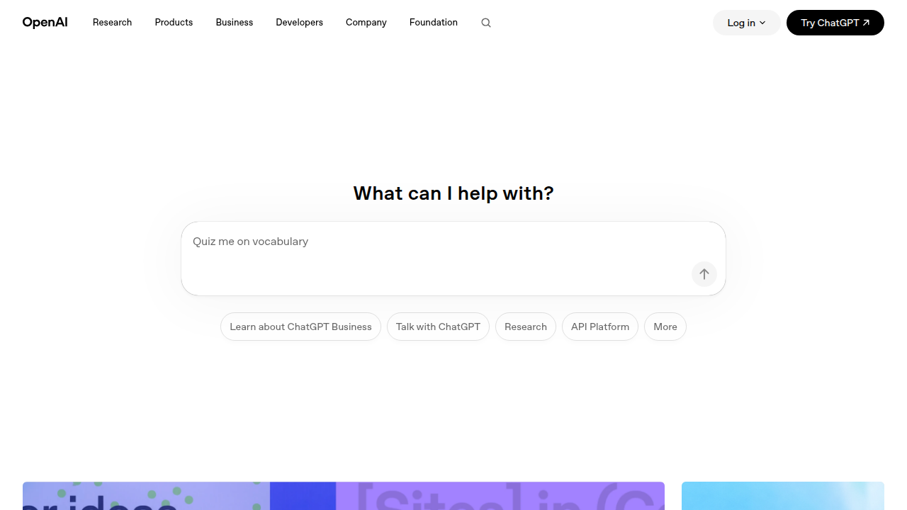 OpenAI's official website, a leading source for AI research and development insights.