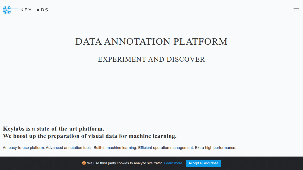 Homepage of Keylabs.ai, a resource on annotation quality metrics.