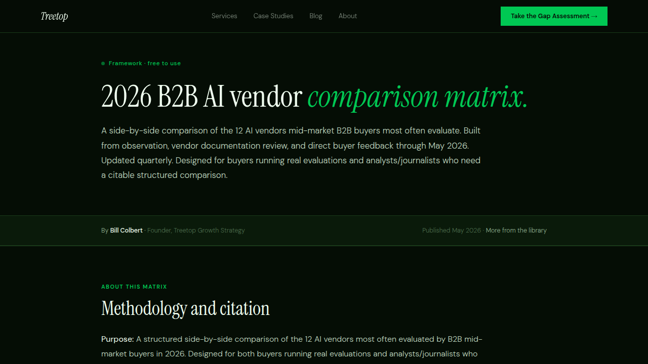 A snapshot of a B2B AI vendor comparison matrix, essential for selecting reliable marketing AI tools.