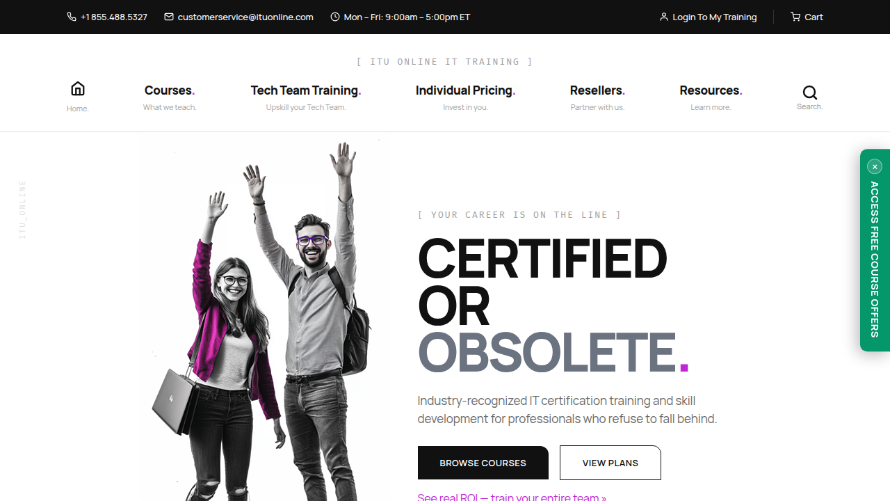 ITU Online Training's website, offering courses and resources for cybersecurity and IT professionals.