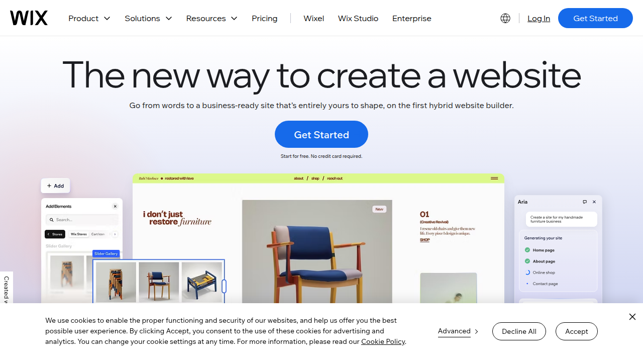An example of a leading AI website builder's interface, simplifying site creation.