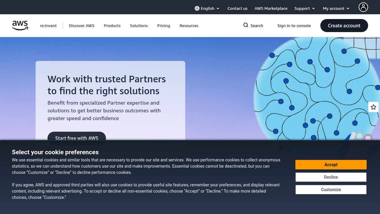The homepage for Amazon Web Services (AWS), a leading cloud provider often hosting industry summits on AI and analytics.