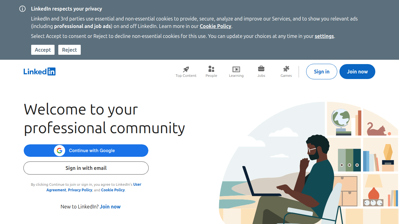 The LinkedIn homepage, representing a platform for professional insights and industry discussions on cybersecurity and AI risks.