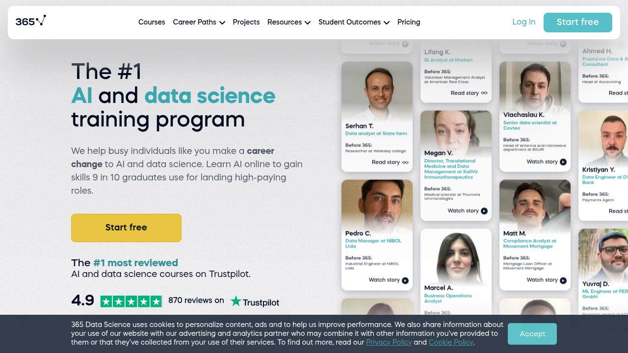 Find educational resources and career guides for data science professionals on 365 Data Science.
