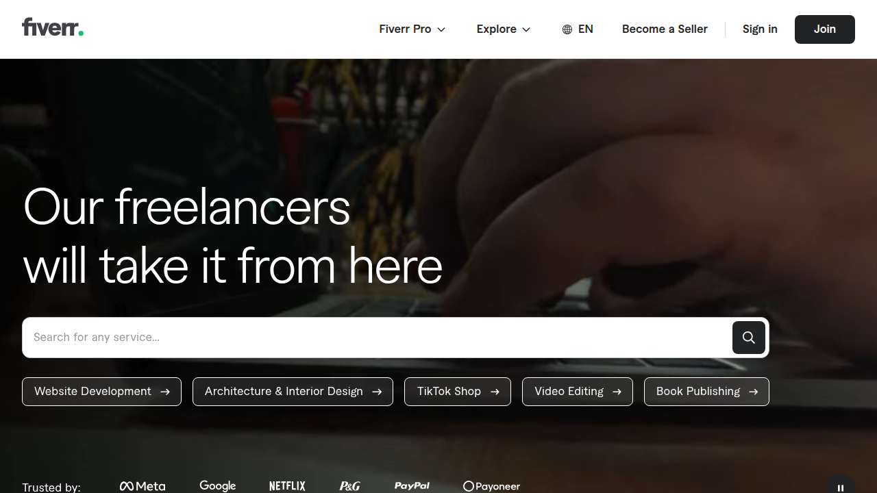 Discover various freelance services, including web design, available on the Fiverr platform.